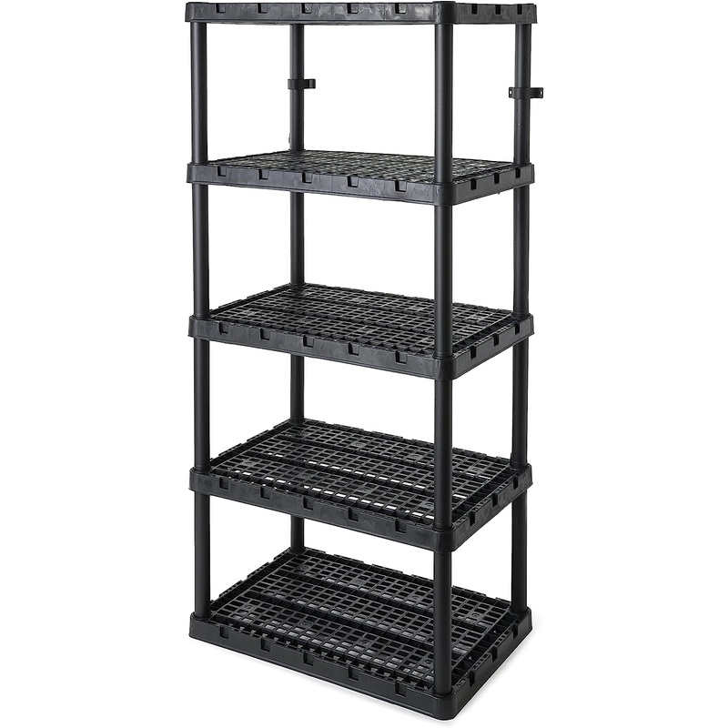 Gracious Living 5 Shelf Knect-A-Shelf Ventilated Extra Heavy Duty Storage Unit 24 x 36 x 72 Organizer System for Home, Garage, Basement & Laundry, Black | Bigbigmart.com