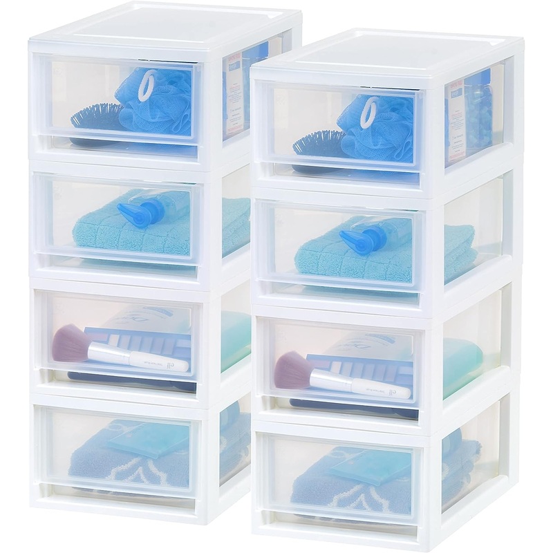 IRIS USA 6 Quart Stackable Storage Drawer, Plastic Drawer Organizer with Clear Doors for Pantry, Closet, Desk, Kitchen, Under-Sink, Home and Office De-Clutter, Shoes and Crafts – White, 8 Pack | Bigbigmart.com