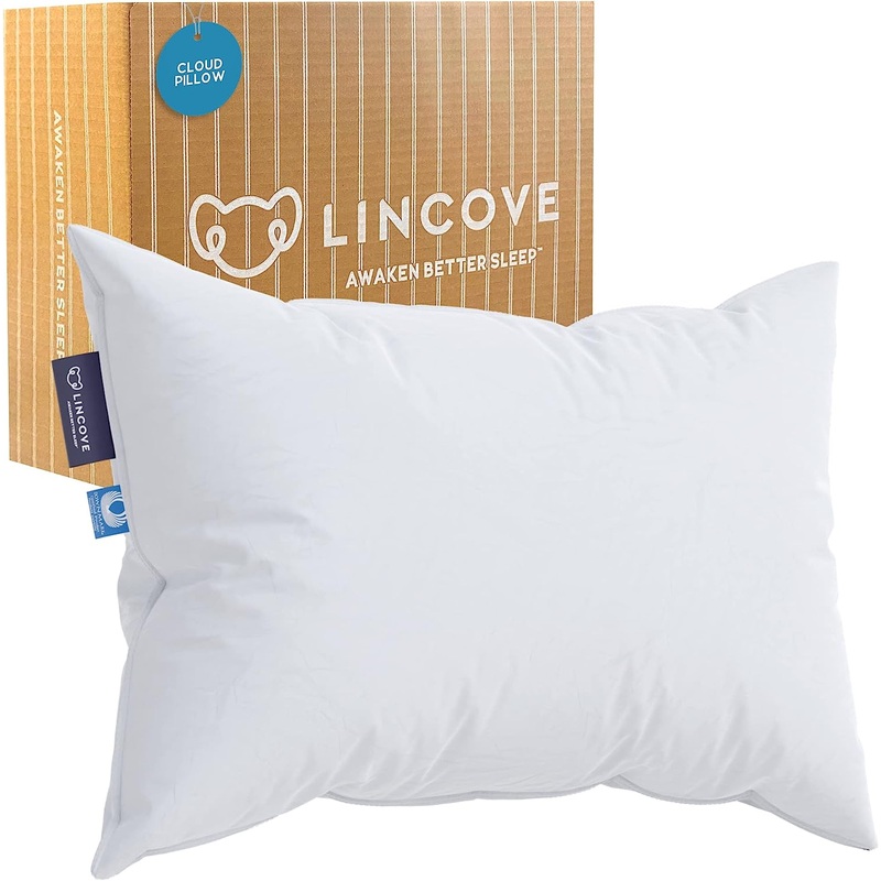 Lincove Cloud Natural Canadian White Down Luxury Sleeping Pillow – 625 Fill Power, 500 Thread Count Cotton Shell, Made in Canada, Standard – Firm, 1 Pack | Bigbigmart.com