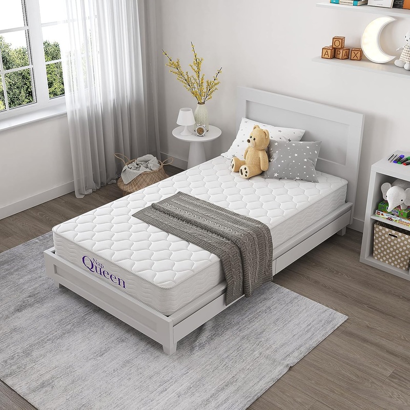 NapQueen 6 Inch Innerspring Queen Size Medium Firm Support Relief Mattress, Bed in a Box | Bigbigmart.com