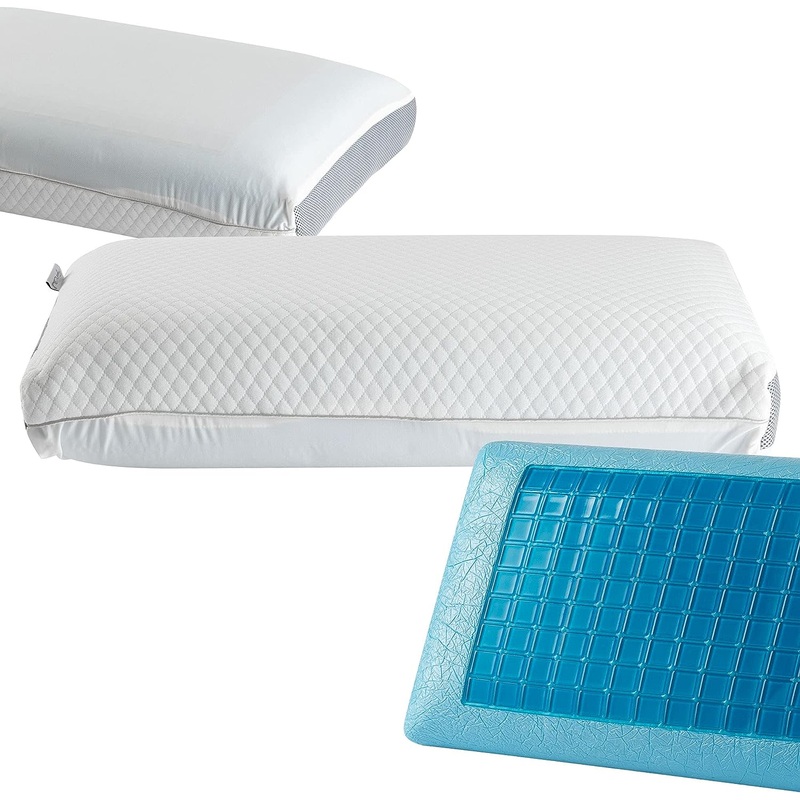 Perfect Cloud Dual Option Cooling Gel Pods Memory Foam Bed Pillow for Sleeping – 5.5-inch Breathable Medium-Loft (Standard) | Bigbigmart.com