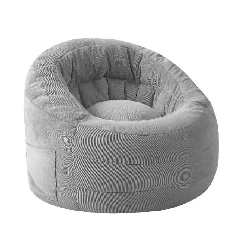 POD by Urban Shop Soft Plush Corduroy Bean Bag Chair with Pocket, Grey | Bigbigmart.com