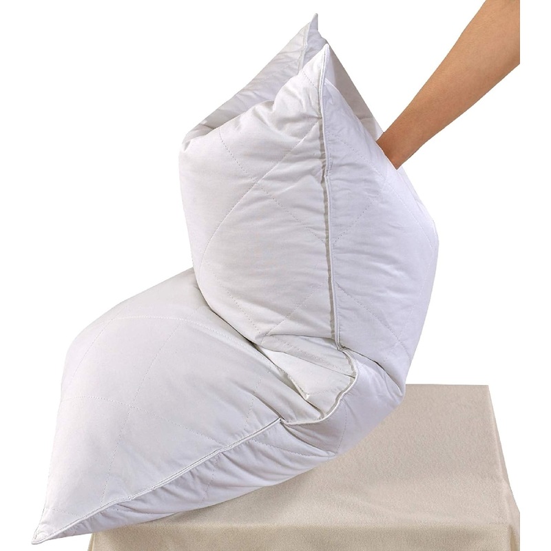 Three Geese 2 Pack White Goose Feather Bed Pillow – Soft 600 Thread Count 100% Cotton, Medium Firm,Soft Support Surround Fill Polyester King Size,White Solid | Bigbigmart.com