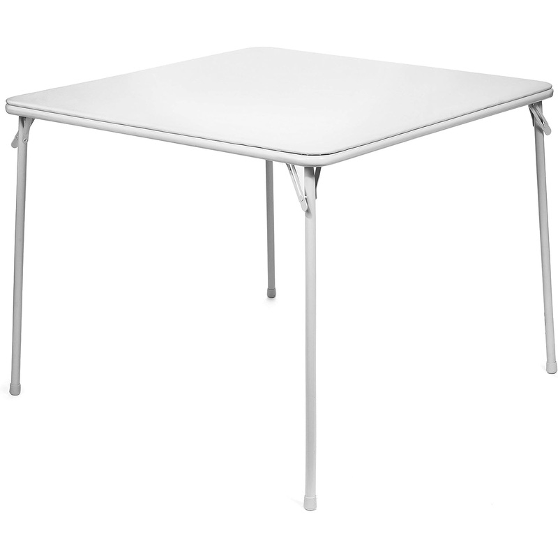 XL Series Square Folding Card Table (38) – Easy-to-Use Collapsible Legs for Portability and Storage – Vinyl Upholstery for Convenient Cleaning – Steel Construction, Wheelchair Accessible (White) | Bigbigmart.com