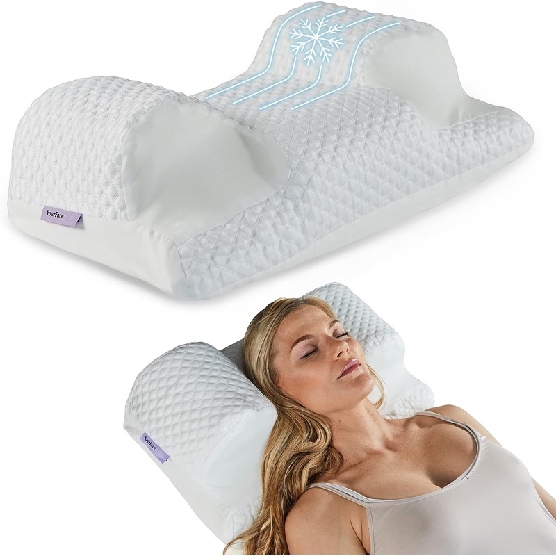 YourFacePillow Cooling Beauty Pillow – Anti Aging Beauty Sleep Pillow for Wrinkle Prevention – Memory Foam Back Sleeping Pillow – Breathable & Soft Anti Wrinkle Pillow for Back Sleep Training | Bigbigmart.com
