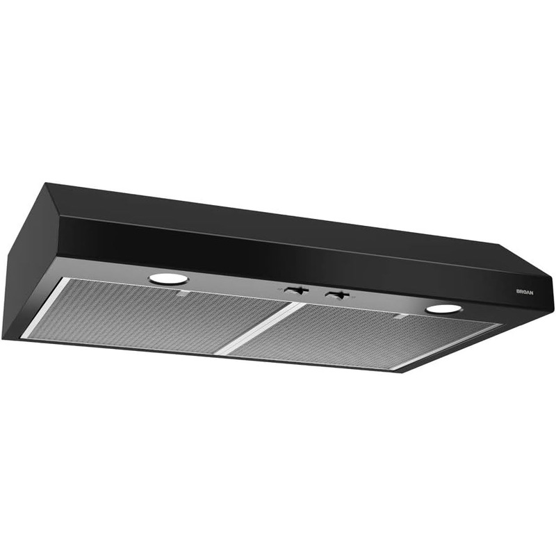 Broan-NuTone 24-inch Under-Cabinet 4-Way Convertible Range Hood with 2-Speed Exhaust Fan and Light,Black | Bigbigmart.com