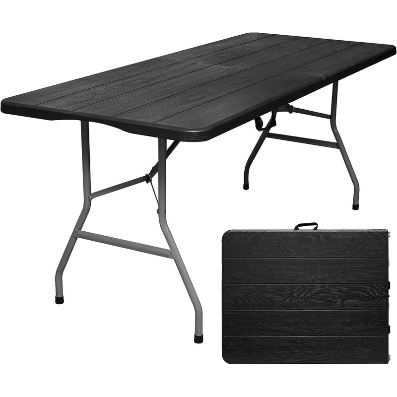 Byliable Folding Table 6ft Portable Heavy Duty Plastic Black Folding Table Utility Dining Table Indoor Outdoor for Camping Picnic and Party, Black | Bigbigmart.com