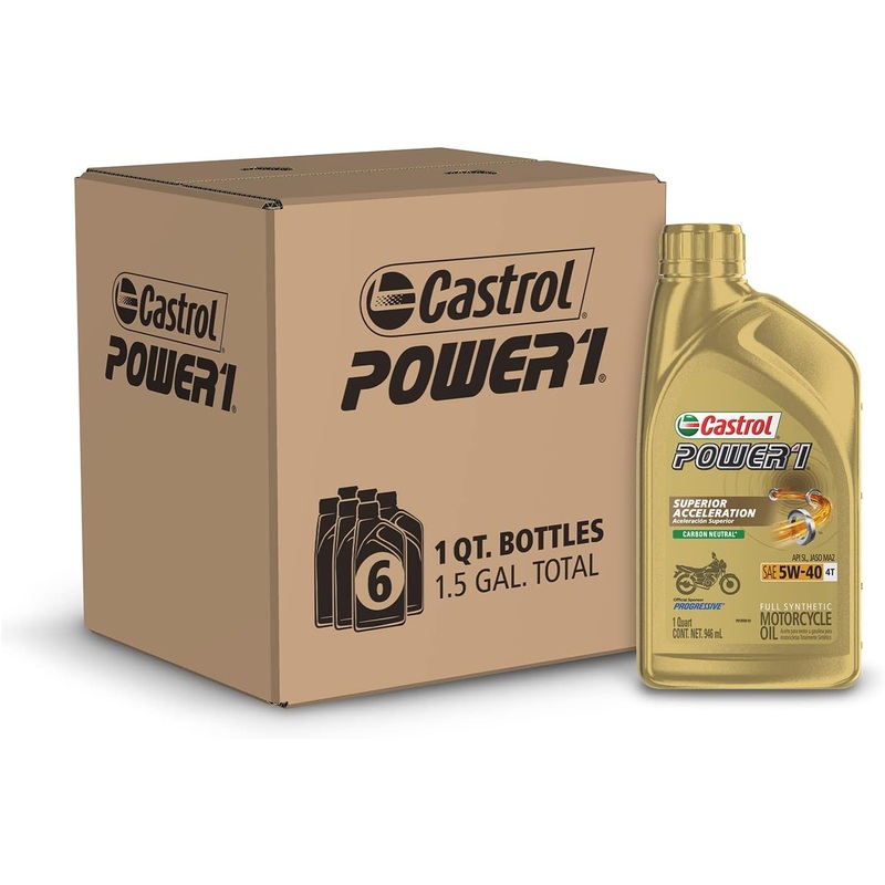 Castrol Power1 4T 5W-40 Full Synthetic Motorcycle Oil, 1 Quart, Pack of 6 | Bigbigmart.com