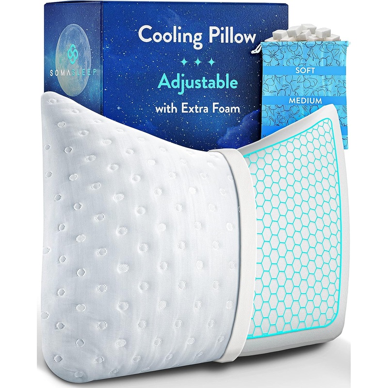 Cooling Pillow for Hot Sleepers – Best Curved Side Sleeper Bed Pillow – Anti Wrinkle Cool Gel Pillow – Gel Cooling Memory Foam Pillow for Neck, Back and Shoulder Pain Relief and Sleeping – Queen Grey | Bigbigmart.com