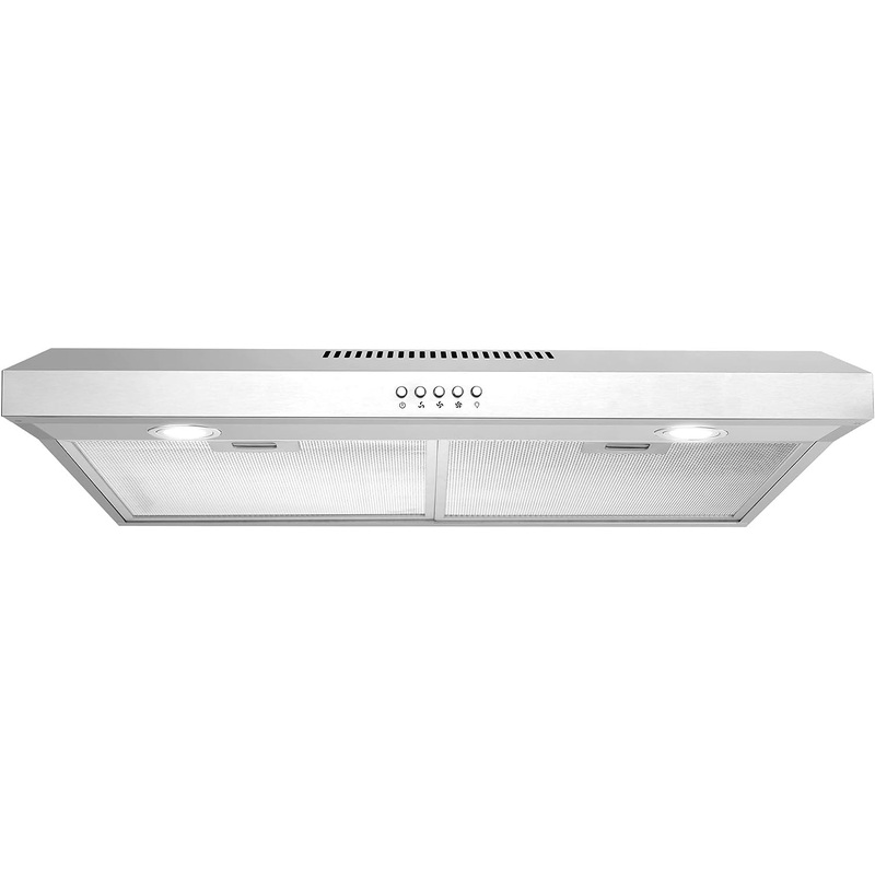 COSMO 5U30 30 in. Under Cabinet Range Hood with Ducted/Ductless Convertible (Kit Not Included), Slim Kitchen Over Stove Vent, 3 Speed Exhaust Fan, Reusable Filter, LED Lights in Stainless Steel | Bigbigmart.com