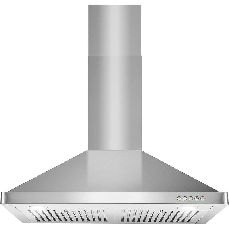 COSMO 63175 30 in. Wall Mount Range Hood with Efficient Airflow, Ducted, 3-Speed Fan, Permanent Filters, LED Lights, Chimney Style Over Stove Vent in Stainless Steel, Exhaust | Bigbigmart.com