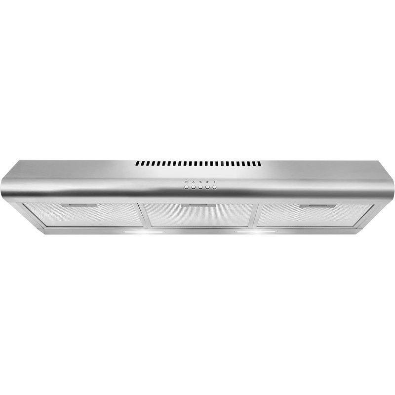 COSMO COS-5MU36 Under Cabinet Range Hood Ductless Convertible Duct, Slim Kitchen Stove Vent with, 3 Speed Exhaust Fan, Reusable Filter and LED Lights in Stainless Steel (36 inch) | Bigbigmart.com