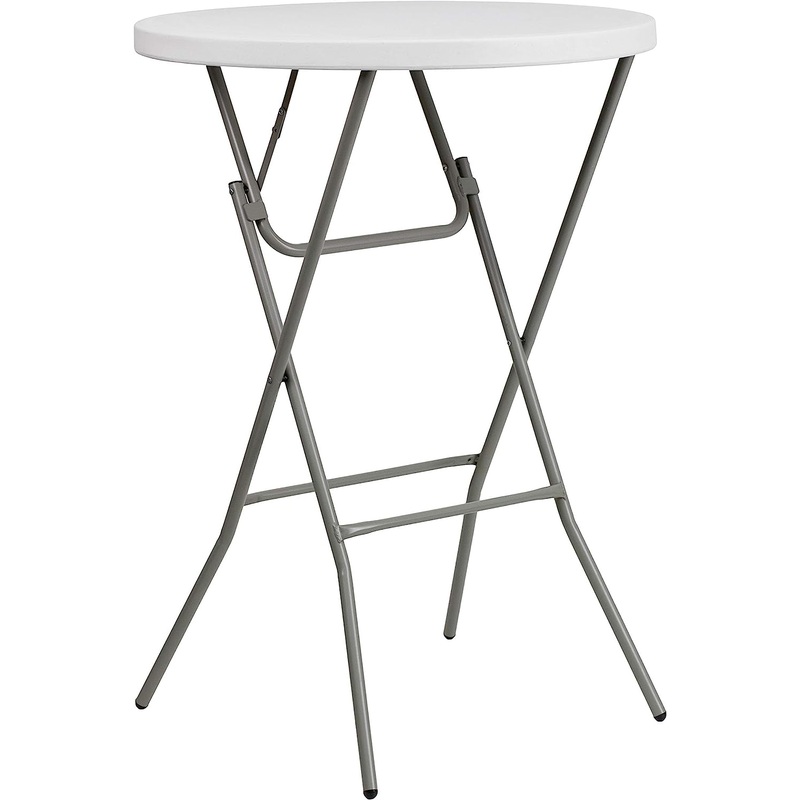Flash Furniture Elon 2.6-Foot Round Granite White Plastic Bar Height Folding Table | Bigbigmart.com