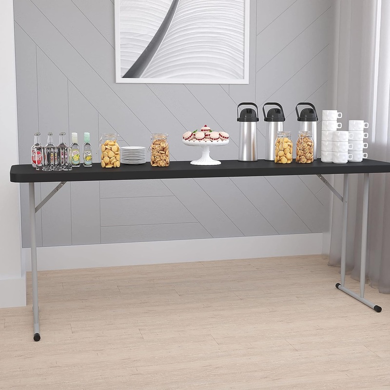 Flash Furniture Kathryn 6-Foot Black Plastic Folding Training Table | Bigbigmart.com