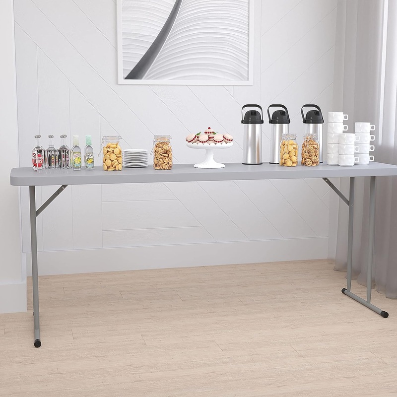 Flash Furniture Kathryn 6-Foot Gray Plastic Folding Training Table, Grey | Bigbigmart.com