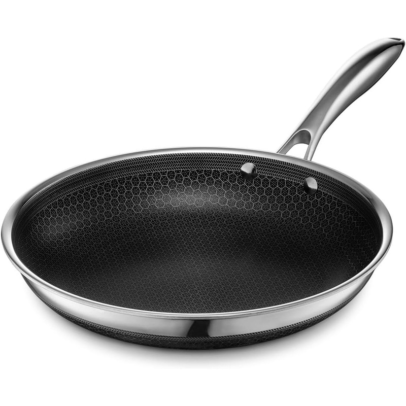 HexClad 10 Inch Hybrid Nonstick Frying Pan, Dishwasher and Oven Friendly, Compatible with All Cooktops | Bigbigmart.com