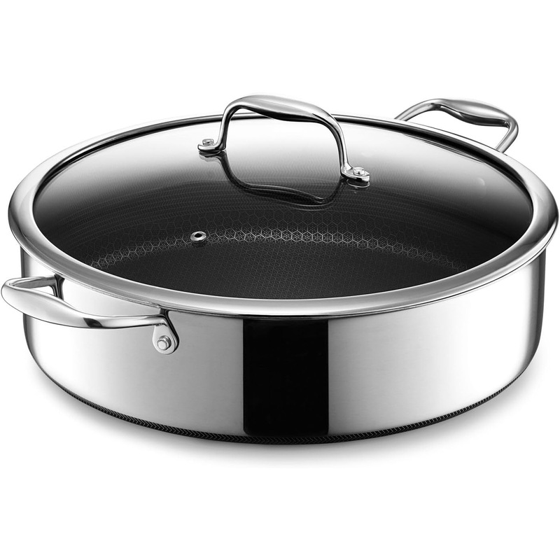HexClad 7 Quart Hybrid Saute Pan, Nonstick Chicken Fryer, Dishwasher and Oven Friendly, Compatible with All Cooktops | Bigbigmart.com
