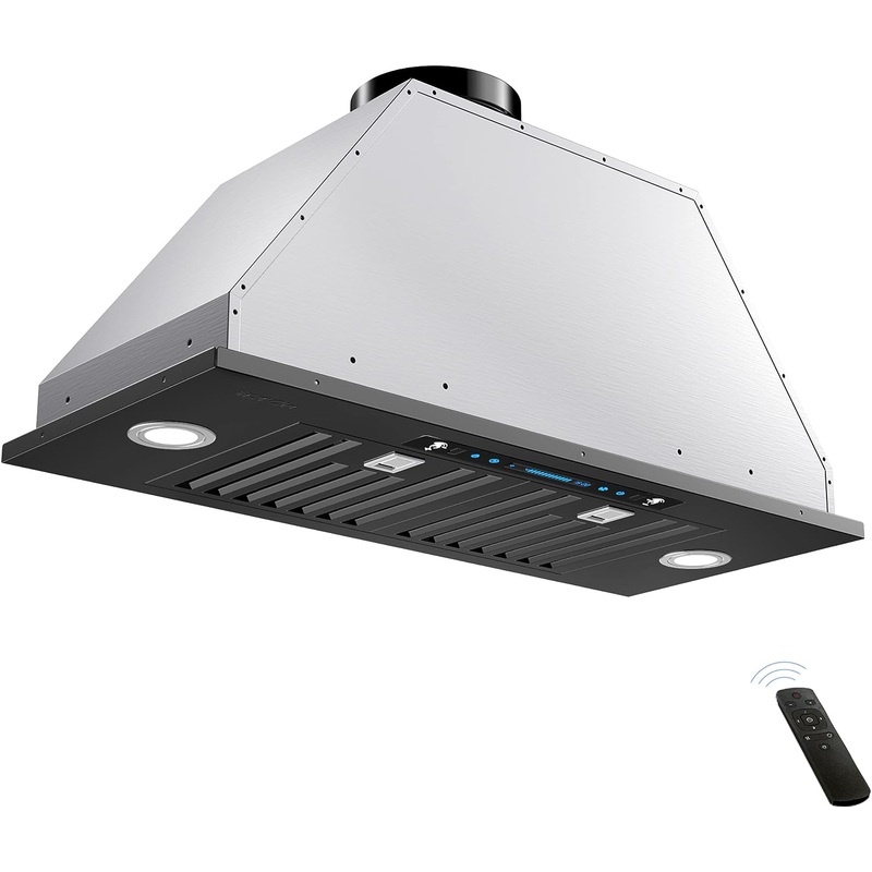 IKTCH 30 inch Black Built-in/Insert Range Hood, 900 CFM Ducted/Ductless Stainless Steel Kitchen Vent Hood with 4 Speed Gesture Sensing&Touch Control Panel(IKB01-30-BSS) | Bigbigmart.com
