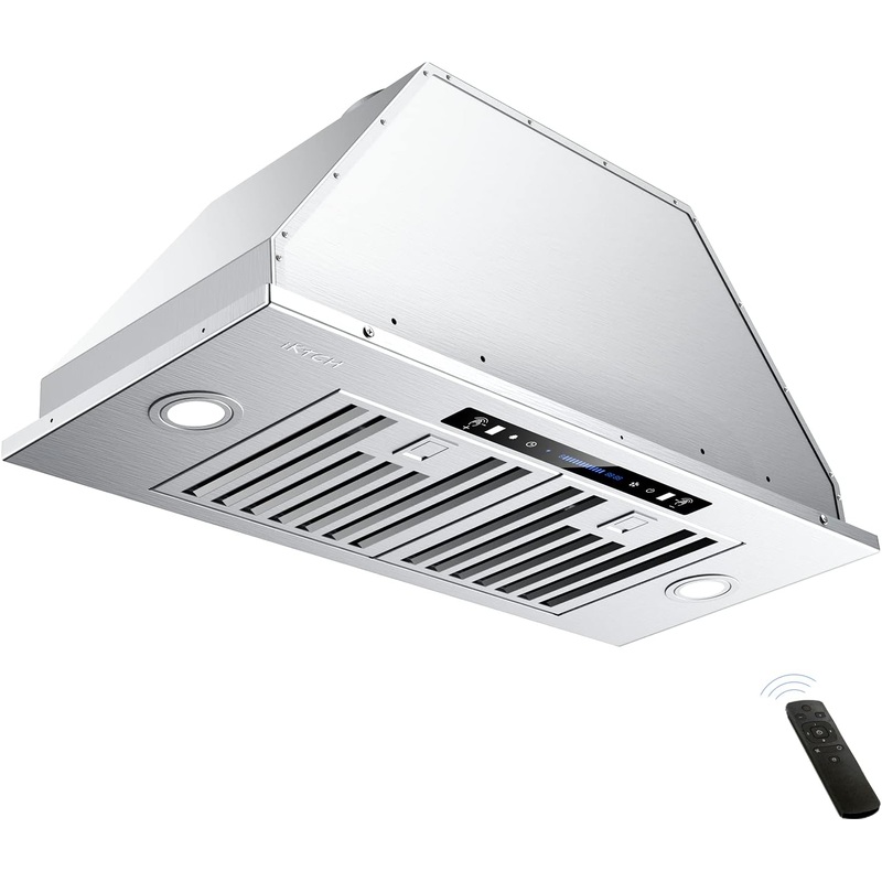 IKTCH 30 inch Built-in/Insert Range Hood 900 CFM, Ducted/Ductless Convertible Duct, Stainless Steel Kitchen Vent Hood with 4 Speed Gesture Sensing&Touch Control Panel(IKB01-30) | Bigbigmart.com