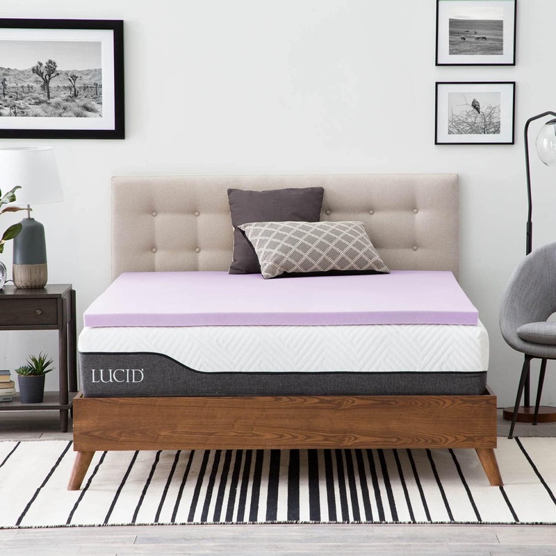 LUCID 3 Inch Lavender Infused Memory Foam Mattress Topper – Ventilated Design – Cal King Size | Bigbigmart.com