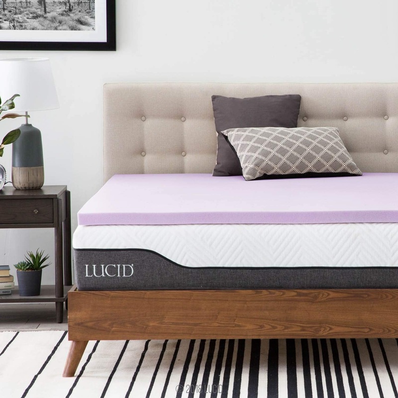 LUCID 4 Inch Lavender Infused Memory Foam Mattress Topper – Ventilated Design – Queen Size | Bigbigmart.com