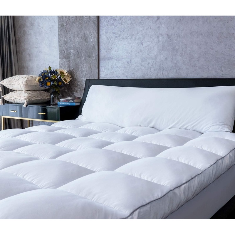 Mattress Topper Full Cooling Plush Pillow Top Mattress Pad Feather Bed Topper, Extra Thick Hotel Quality Down Alternative Pillow Topper Full for Back Pain, Soft Bed Toppers | Bigbigmart.com