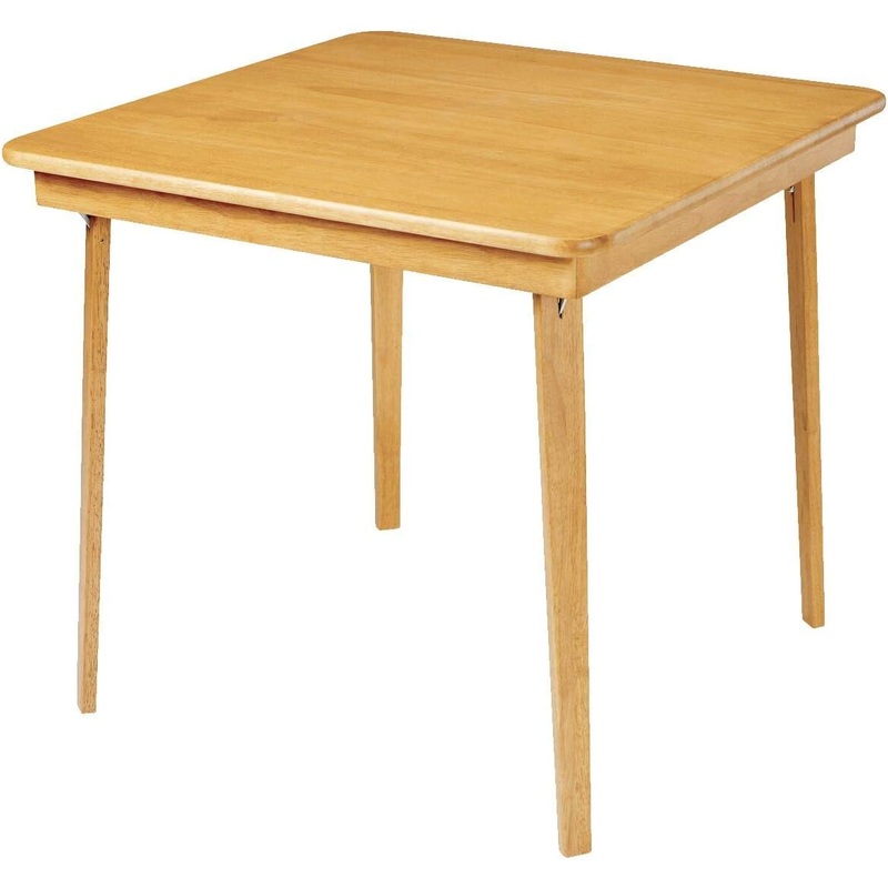 Meco STAKMORE Straight Edge Folding Card Table Oak Finish | Bigbigmart.com
