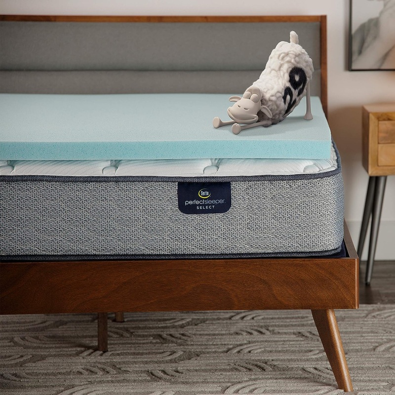 Serta ThermaGel Cooling, Pressure-Relieving Memory Foam Mattress Topper, 2 Inch, Queen,Blue | Bigbigmart.com