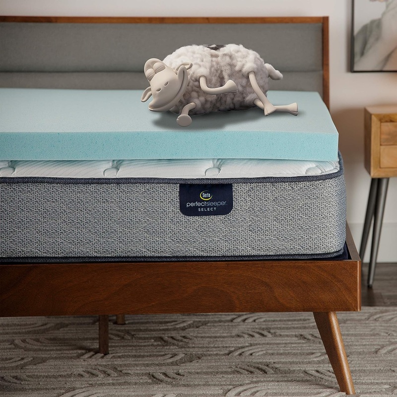 Serta ThermaGel Cooling, Pressure-Relieving Memory Foam Mattress Topper, 3 Inch, Twin XL,Blue | Bigbigmart.com
