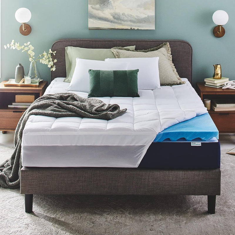 Sleep Innovations Dual Layer 4 Inch Memory Foam Mattress Topper, King Size, Ultra Soft Support, 3 Inch Cooling Gel Memory Foam Plus 1 Inch Fluffy Pillow Top Cover | Bigbigmart.com