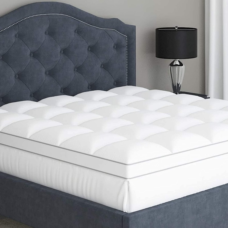Sleep Mantra King Cooling Mattress Topper, Pillow-Top Optimum Thickness, Soft 100% Cotton Fabric, Breathable & Plush Quilted Down-Like Fill, Snug Deep Pocket fit for Mattresses 8-20 inch, White | Bigbigmart.com