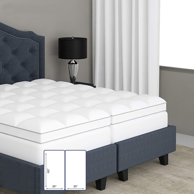 Sleep Mantra Twin Cooling Mattress Topper, Pillow-Top Optimum Thickness, Soft 100% Cotton Fabric, Breathable & Plush Quilted Down-Like Fill, Snug Deep Pocket fit for Mattresses 8-20 inch, White | Bigbigmart.com