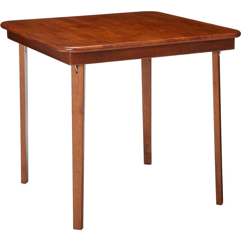 STAKMORE Straight Edge 32 Square Folding Card Table, Cherry Finish | Bigbigmart.com