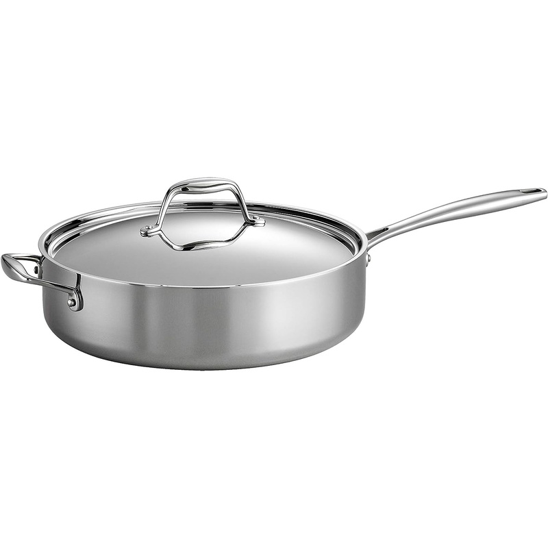Tramontina Covered Deep Saute Pan Stainless Steel Tri-Ply Clad 6 Qt, 80116/073DS | Bigbigmart.com