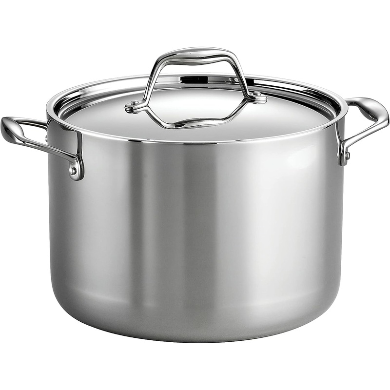 Tramontina Covered Stock Pot Stainless Steel Induction-Ready Tri-Ply Clad 8 Quart, 80116/041DS | Bigbigmart.com