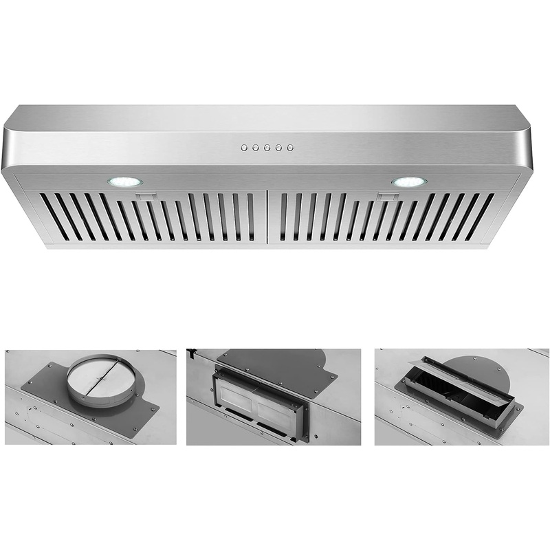 Under Cabinet Range Hood 30 Inch in Black Color, EVERKITCH, Kitchen Vent Hood,Built in Range Hood for Ducted, with Permanent Stainless Steel Filters | Bigbigmart.com