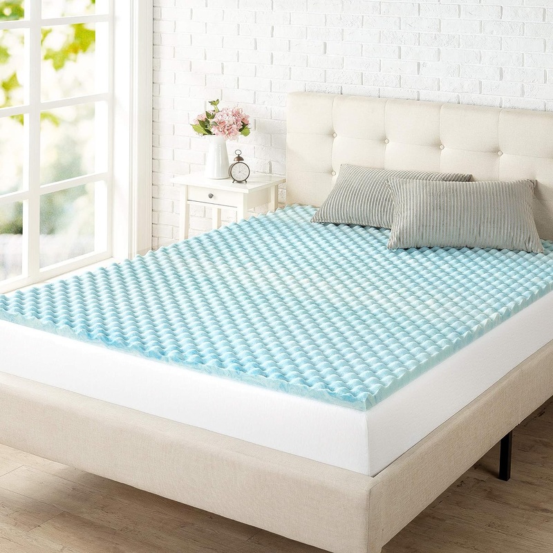 ZINUS 1.5/2/3/4-inch Swirl Gel Cooling Memory Foam Mattress Topper, Cooling Airflow Design, CertiPUR-US Certified (1.5 in, Queen) | Bigbigmart.com