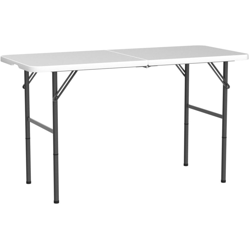 4 FT Folding Table, Plastic Portable Tables for Dining Parties Card Picnic Camping, Granite White | Bigbigmart.com