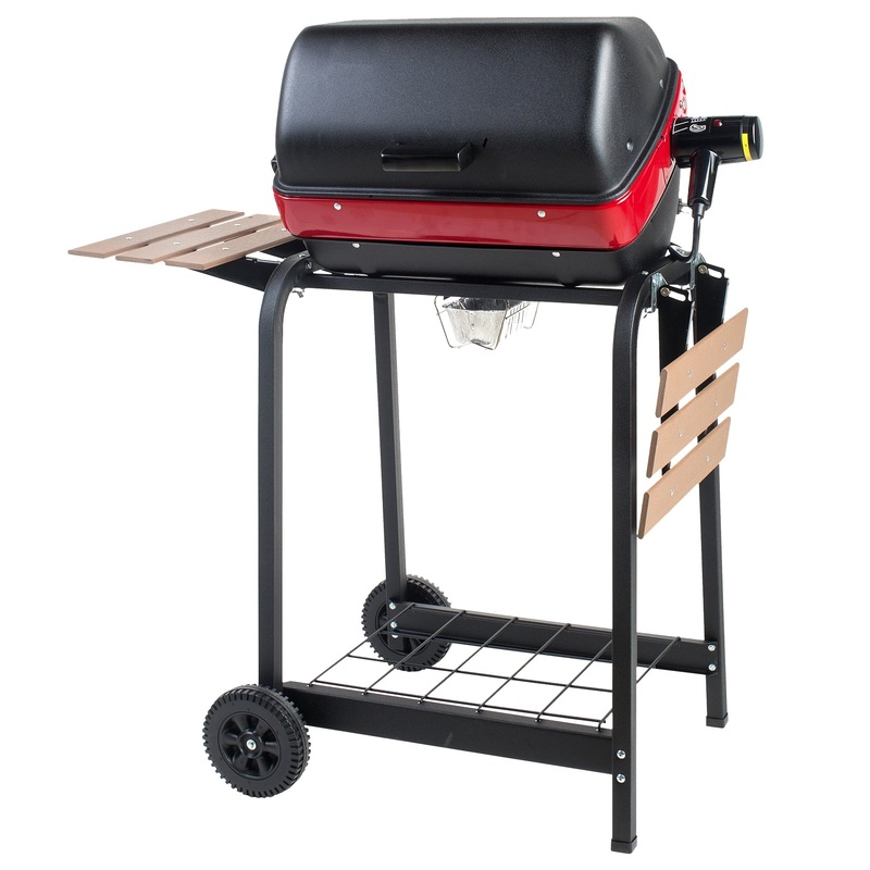 Americana 9325U8.181 Portable Electric Cart Grill with Two Folding Tables, Red | Bigbigmart.com