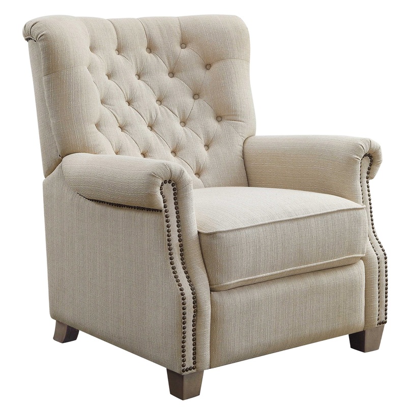 Better Homes & Gardens Tufted Push Back Recliner, Beige Fabric Upholstery | Bigbigmart.com