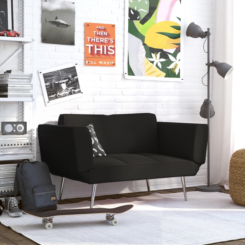 DHP Euro Futon with Magazine Storage, Black | Bigbigmart.com
