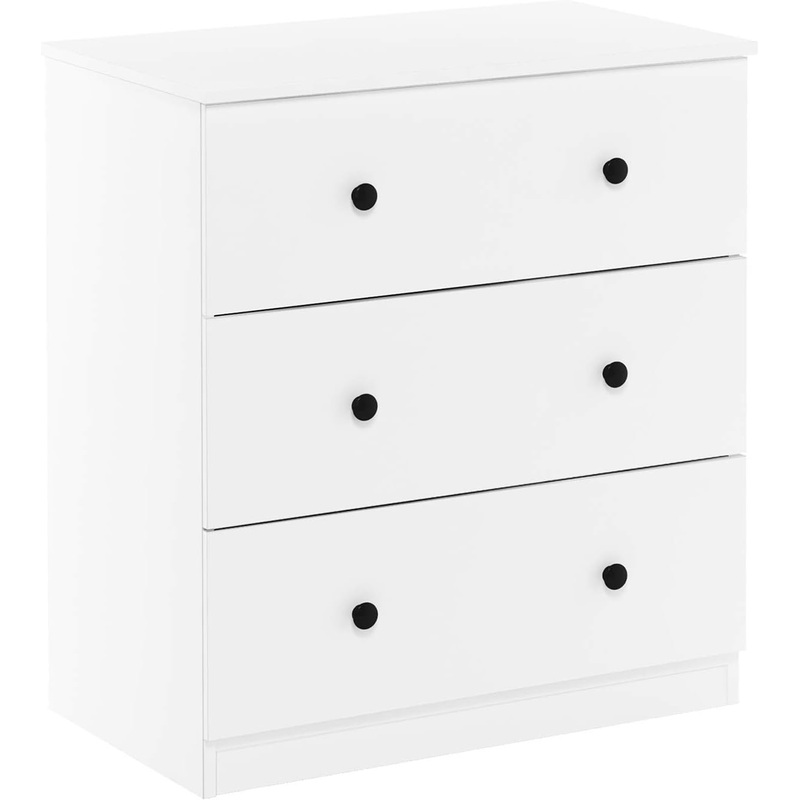 Furinno Tidur Simple Design Dresser, 3-Drawer Knob, Solid White | Bigbigmart.com