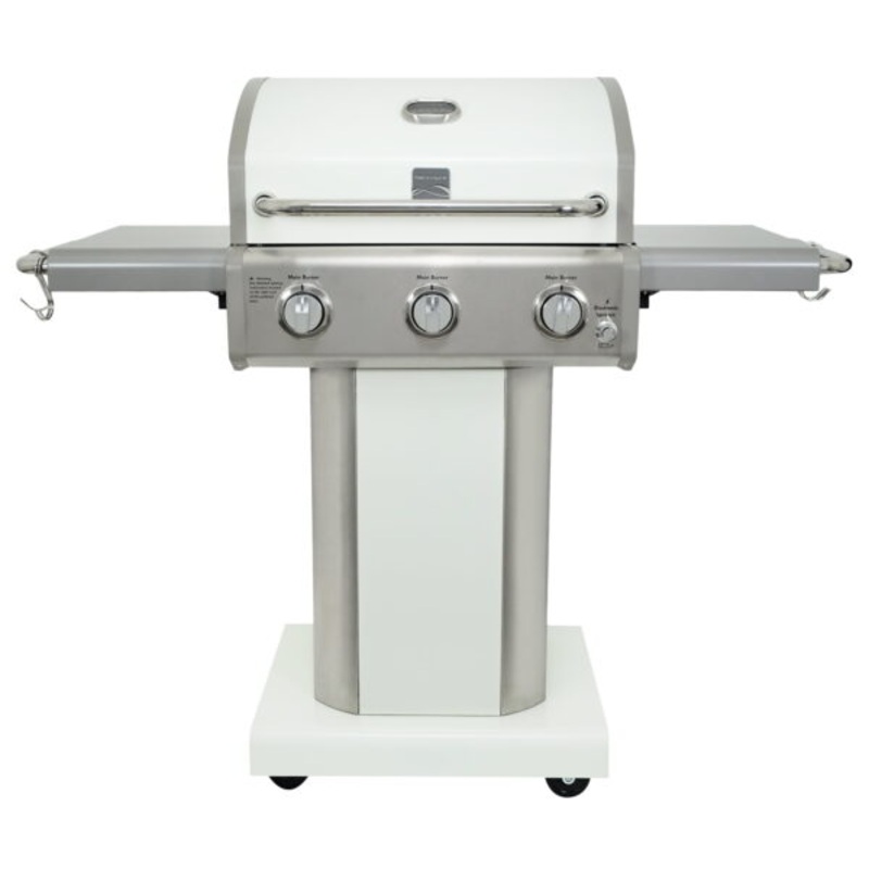Kenmore 3-Burner Outdoor BBQ Propane Gas Grill with Foldable Sides, Pearl White | Bigbigmart.com