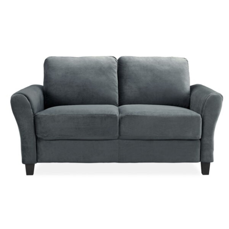 Lifestyle Solutions Alexa Loveseat with Rolled Arms, Gray Fabric | Bigbigmart.com