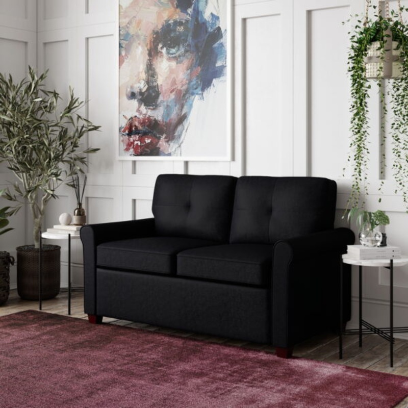 Lifestyle Solutions Anton Loveseat with Power, Black Fabric | Bigbigmart.com