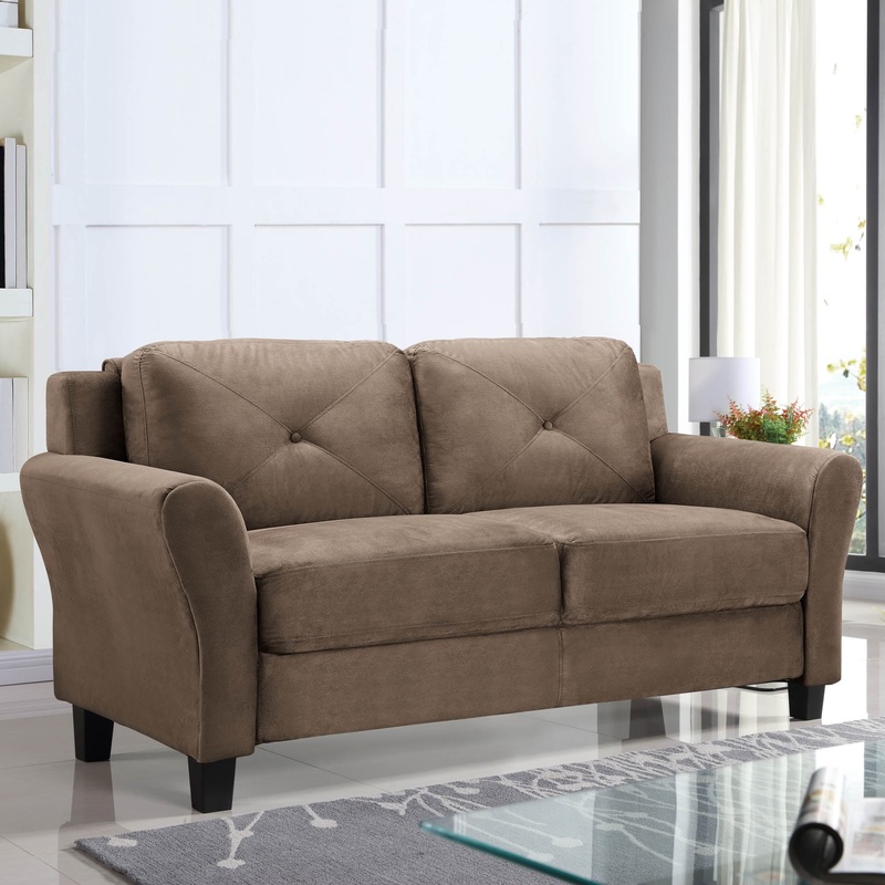 Lifestyle Solutions Taryn Loveseat with Rolled Arms, Brown Fabric | Bigbigmart.com