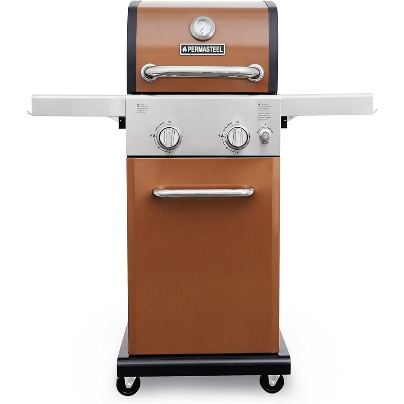Permasteel 2-Burner Compact Propane Gas Grill with Foldable Sides, Copper | Bigbigmart.com