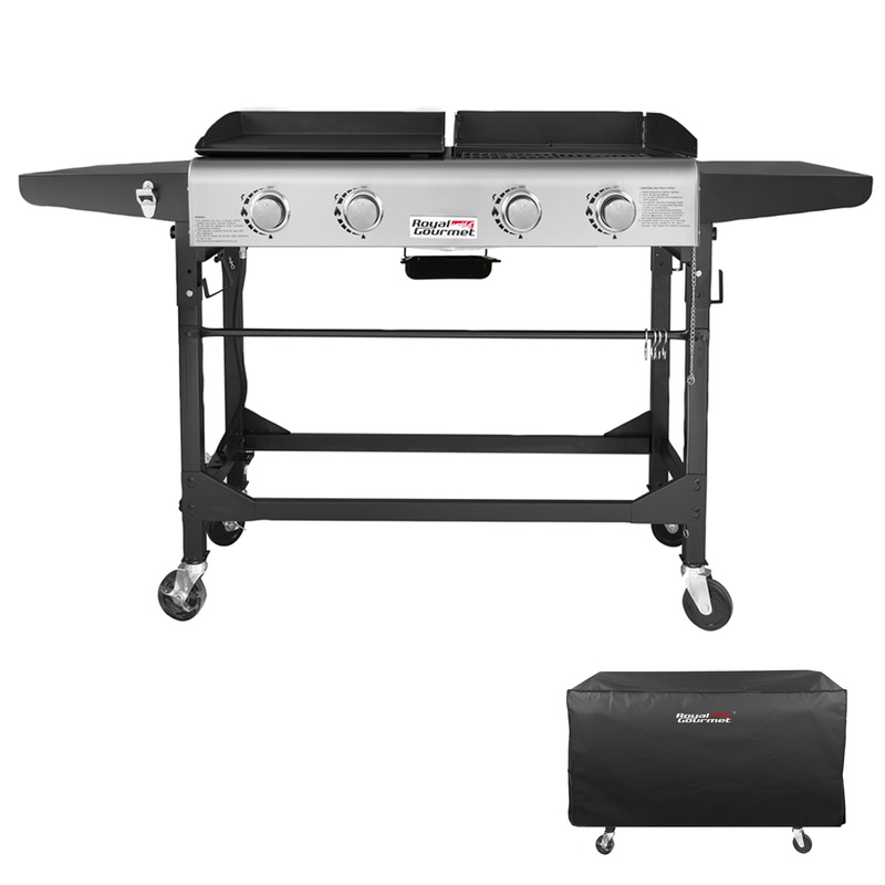 Royal Gourmet GD401C Premium 4-Burner 48000-BTU Folding Gas Grill and Griddle, With Cover | Bigbigmart.com