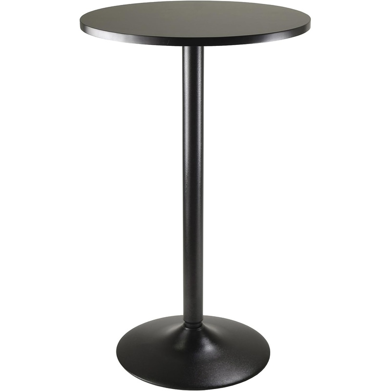 Winsome Obsidian Pub Table Round Black Mdf Top with Black Leg And Base – 23.7-Inch Top, 39.76-Inch Height, Pack of 1 | Bigbigmart.com