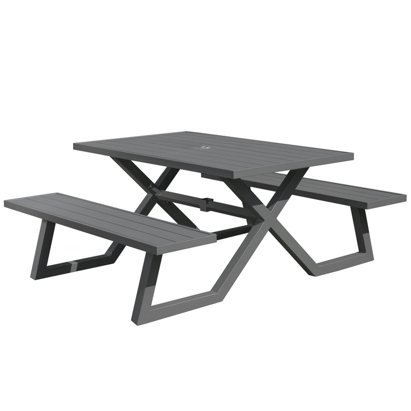 Banquet Deluxe 5ft Aluminum Picnic Table, Charcoal | Bigbigmart.com